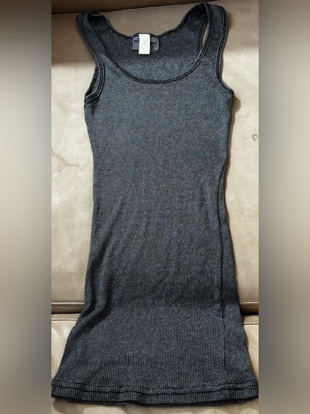 Vintage Michael Stars Gray Shimmer Fitted Tank Top OS Y2K